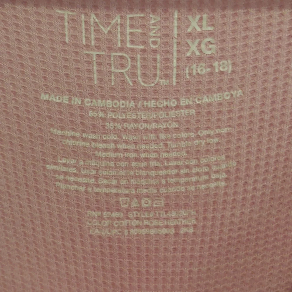 Time and true brand pink thermal henley size xl 16/18 - Picture 4 of 5